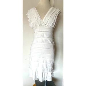 Max Studio White Tiered Ruffle Sleeveless Bodycon Dress ~ sz Small